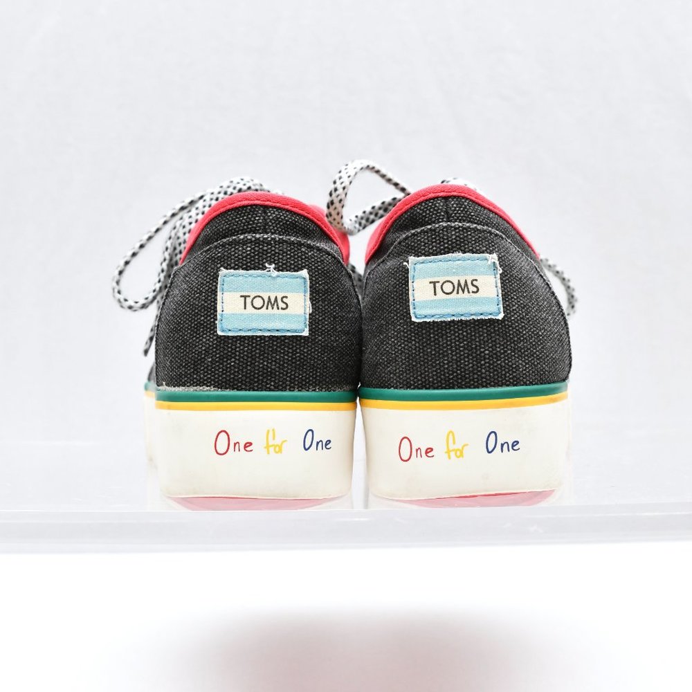 Toms Cordones Boardwalk Black Wash Platfrom Sneakers Women's Size 9
